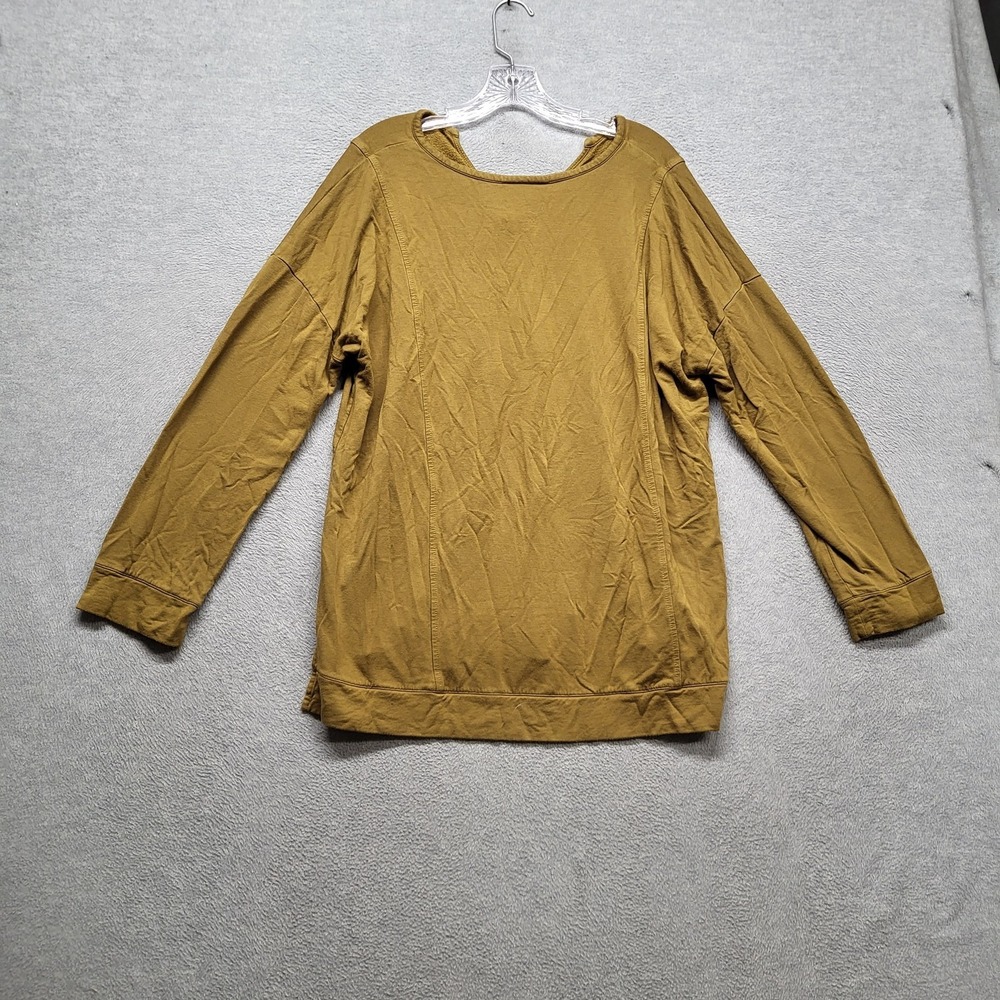 Pure Jill Women Sweatshirt L Mustard Tranquility Fleece Lightweight READ